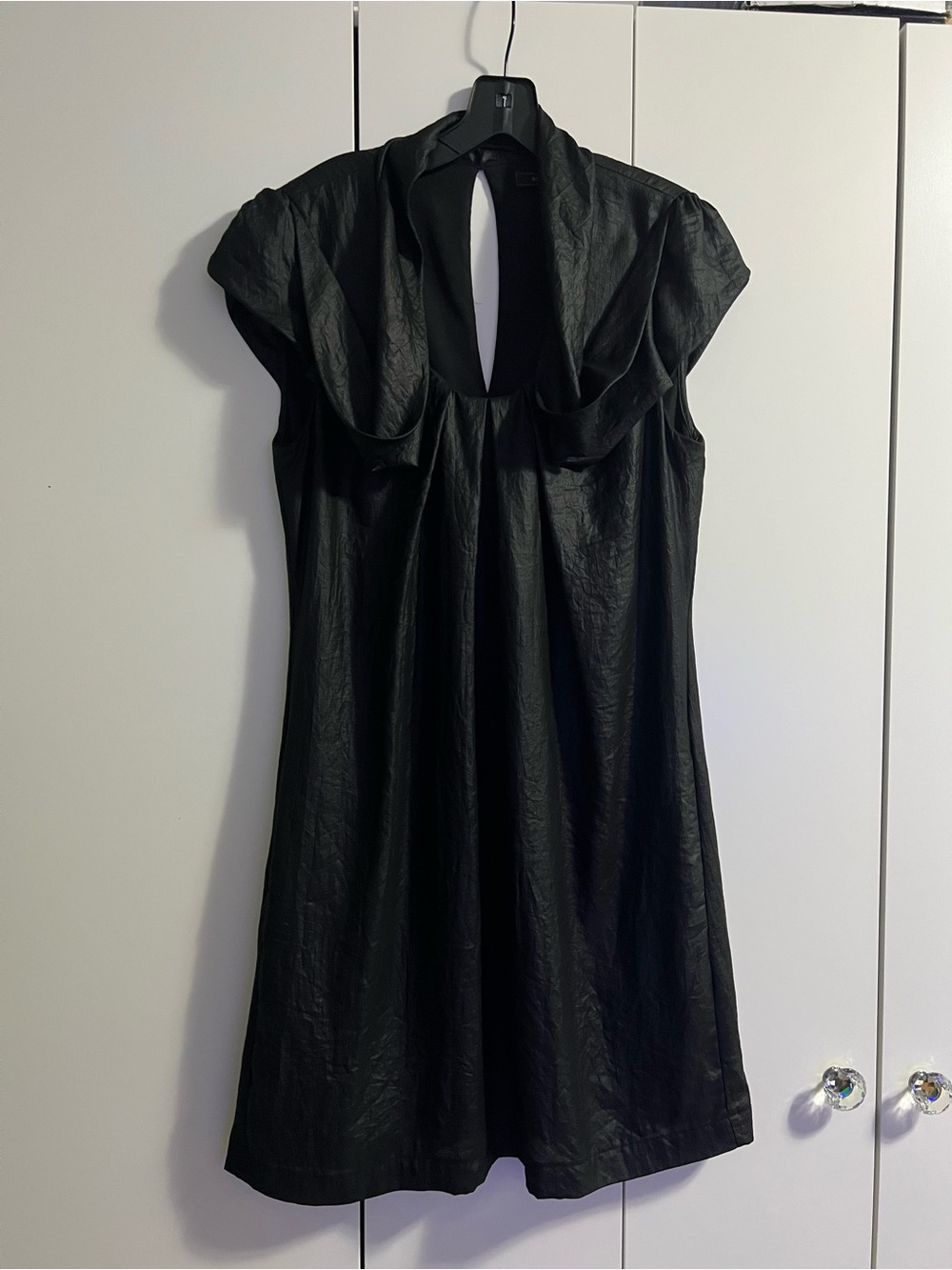 BCBGMaxAzria Black Cap-Sleeve Mini Dress with Keyhole